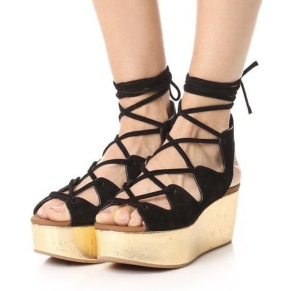 See by Chloe Liana Strappy Wedge Sandal Size EU 36